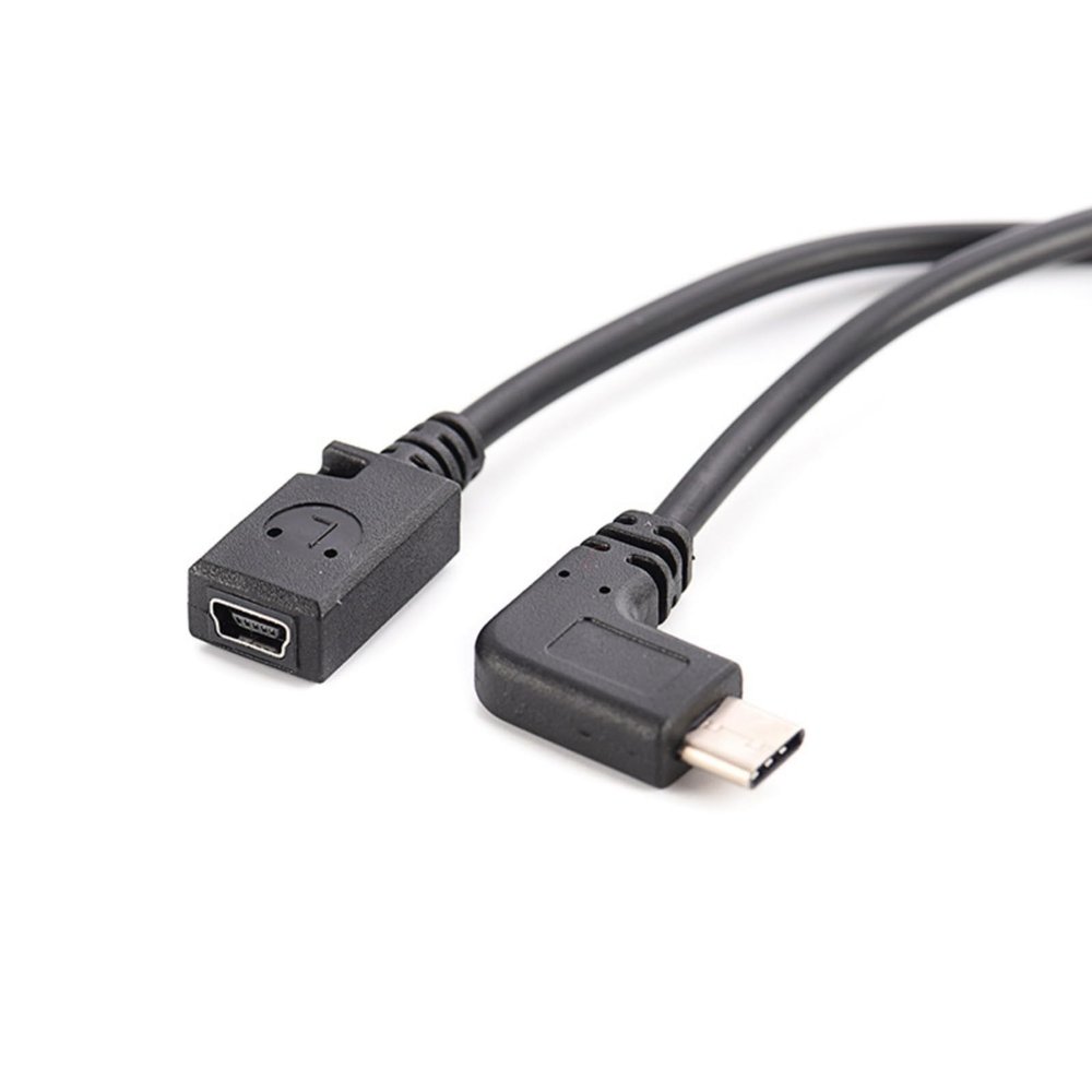 YSJJZRL 27cm Mini Female to Type C Male/90 Degree Angle Type C Male Adapter dapter Converter Charging Cable (Mini Female to 90 Type C Male)