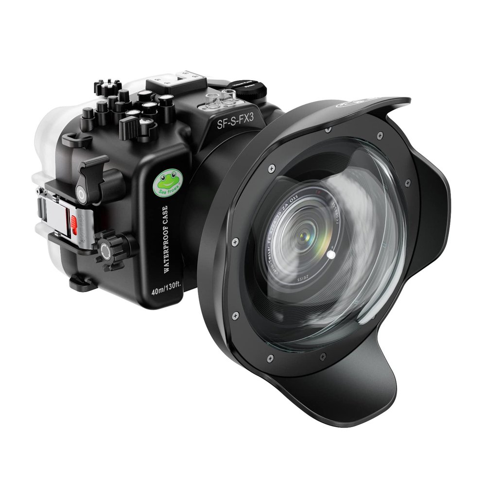 Seafrogs 40M/130FT Underwater Camera Housing Waterproof Case for Sony FX3 with 6" Optical Glass Dome Port, Compatible with Sony FE12-24 F4 and FE16-35 F4 Lens