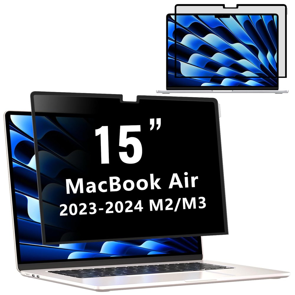 ZOEGAA MacBook Air 15 inch Privacy Screen (2023-2025), Privacy Screen MacBook Air 15 inch for M2, M3, M4, Pro, Max Chip, Removable 15.3 inch Laptop Anti-Spy Filter Anti-Glare Blue Ray Reduction