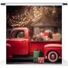 Christmas Red Truck Backdrop for Photography, Christmas Party Decoration Background Children Family Holiday Decor Banner 10x10ft view 1