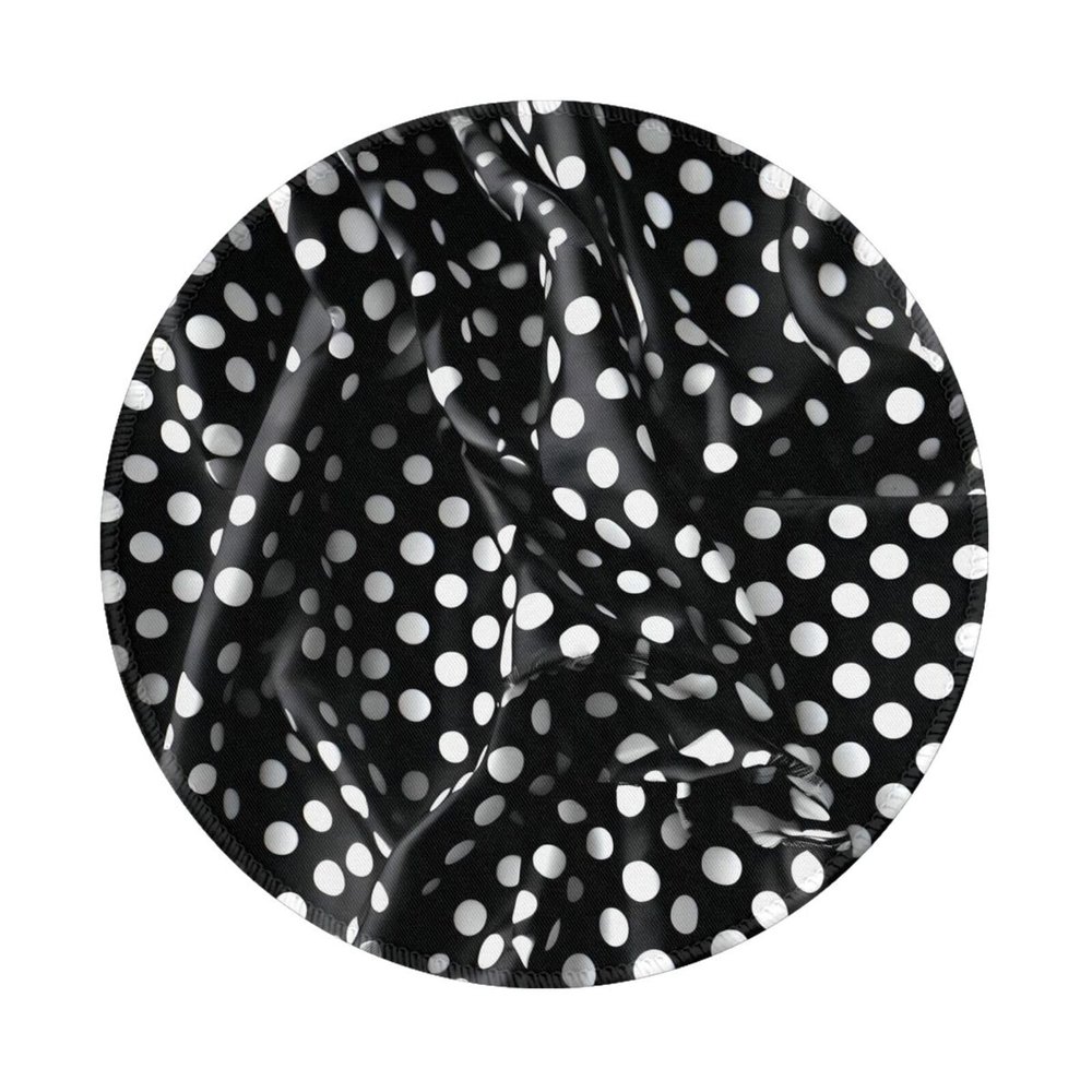 Black and White Corrugated dots Round Mouse pad 8in, 100% Polyester Fabric, Bottom 3mm Rubber pad, Office, Games, Learning, for Desktop, Laptop, Personal Computer, Console, etc.