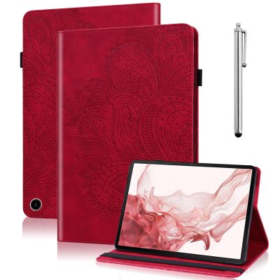 VODEFOX Case for Amazon Kindle Fire Max 11 Case (13th Generation, 2023 Release) 11",PU Leather Folio Stand Embossed Peacock Flower Stand Cover for Fire 11 Tablet - Red