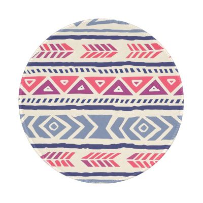 Plain Geometric Floral Pattern Round Mouse pad 8in, 100% Polyester Fabric, Bottom 3mm Rubber pad, Office, Games, Learning, for Desktop, Laptop, Personal Computer, Console, etc.