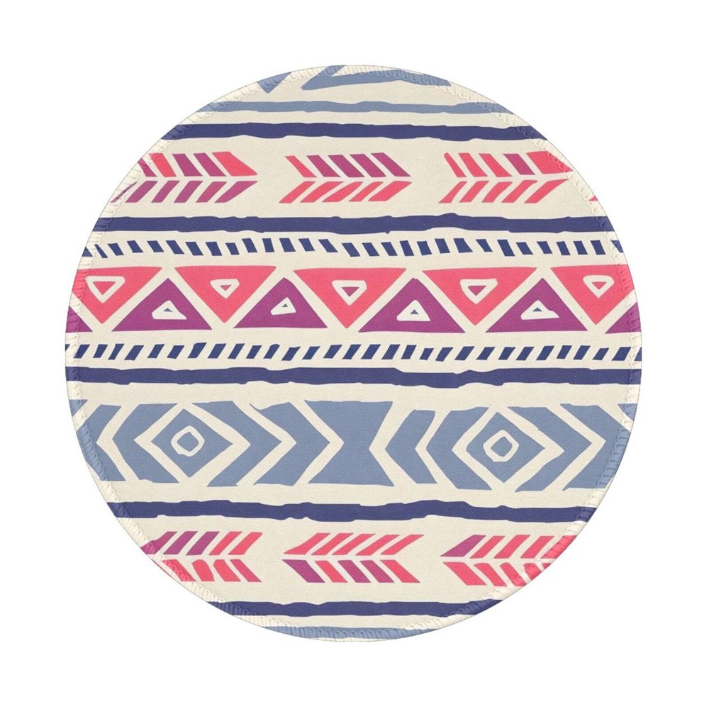 Plain Geometric Floral Pattern Round Mouse pad 8in, 100% Polyester Fabric, Bottom 3mm Rubber pad, Office, Games, Learning, for Desktop, Laptop, Personal Computer, Console, etc.
