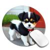 Black and White Puppy Round Mouse pad 8in, 100% Polyester Fabric, Bottom 3mm Rubber pad, Office, Games, Learning, for Desktop, Laptop, Personal Computer, Console, etc. view 2