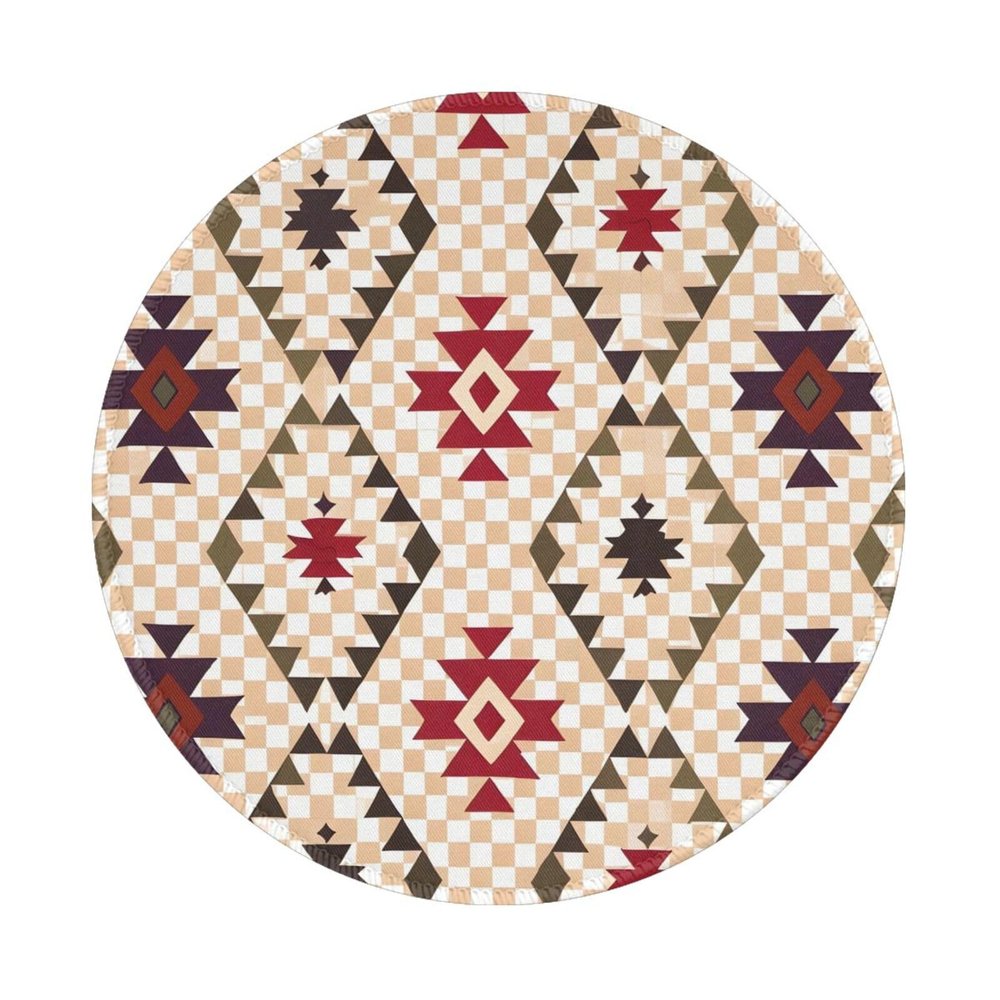 Geometric Vector Round Mouse pad 8in, 100% Polyester Fabric, Bottom 3mm Rubber pad, Office, Games, Learning, for Desktop, Laptop, Personal Computer, Console, etc.