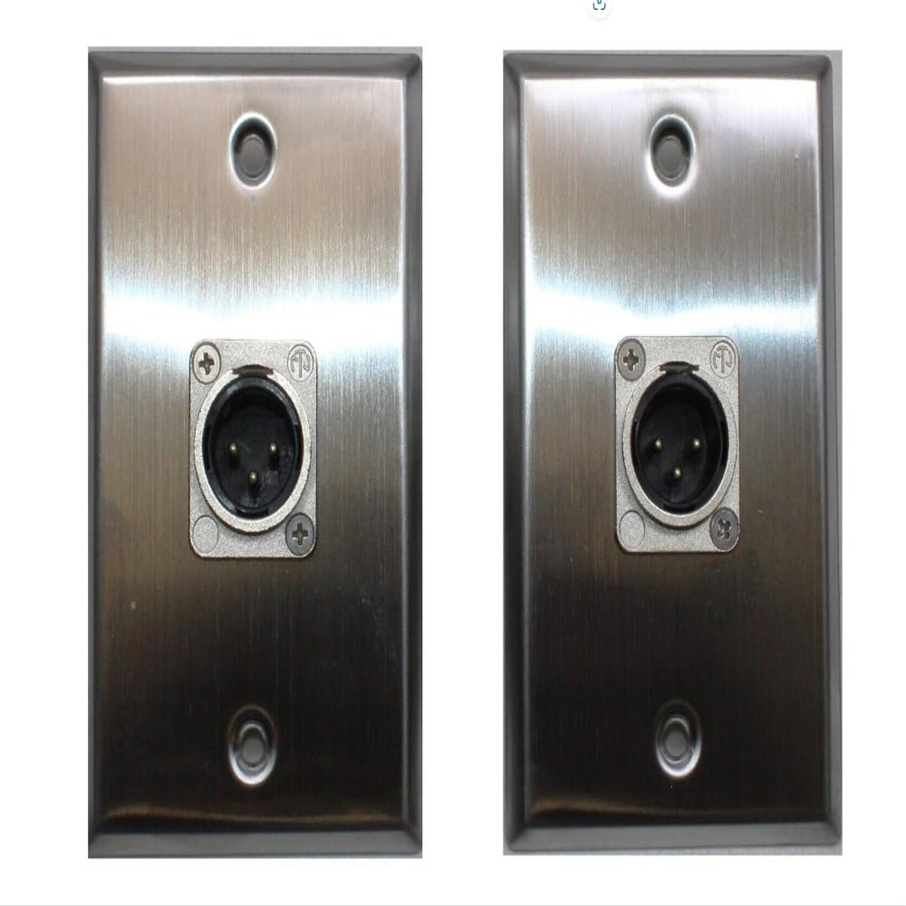(2) Two XLR Single Wall Plates w/NEUTRIK NC3MD-L-1 Male 3 Pin (Stainless Steel)