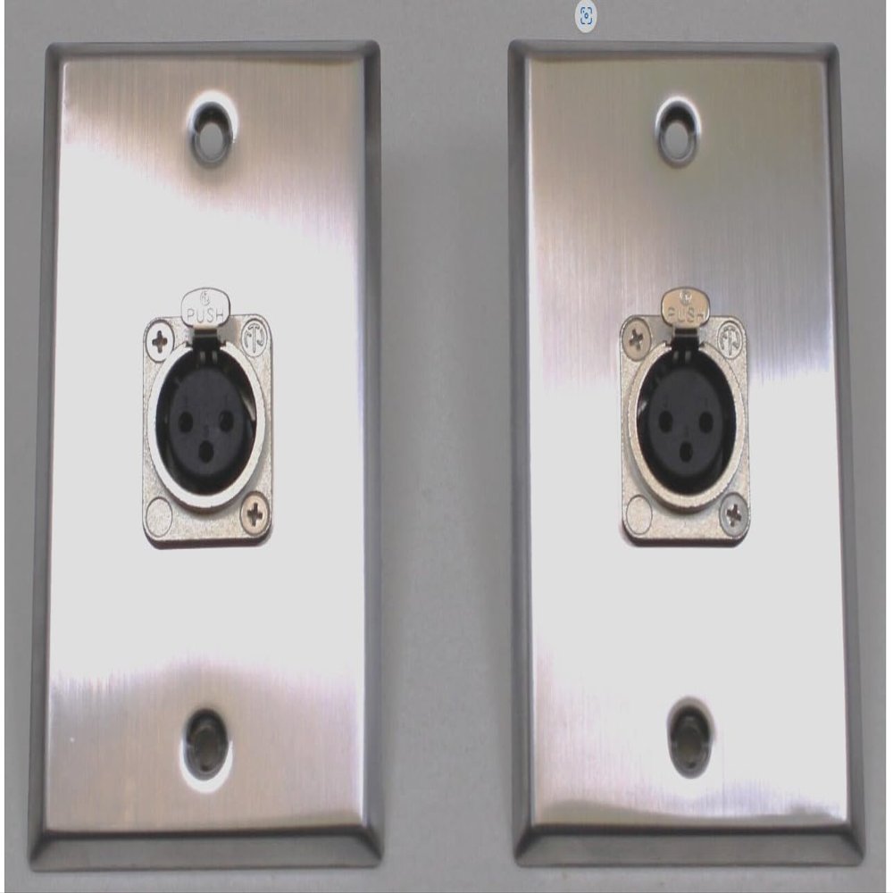 (2) Two XLR Single Wall Plates w/NEUTRIK NC3FD-L-1 Female 3 Pin Stainless Steel