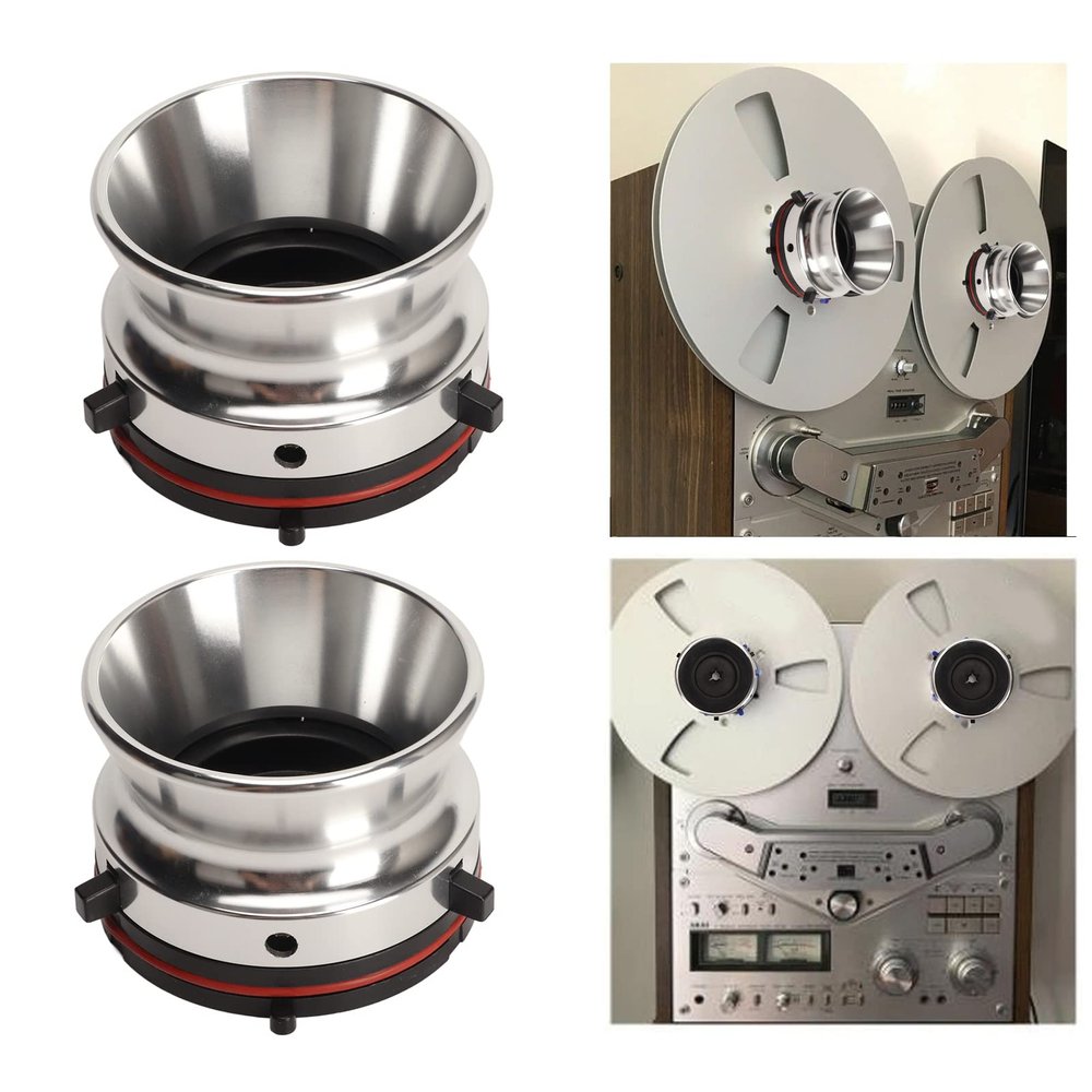 Nab Reel Hub Adaptors for 10in Reel to Reel Tape Recorders, 1 Pair Aluminium Nab Hub Device for for Akai for Teac, Universal Loading Device (Silver)