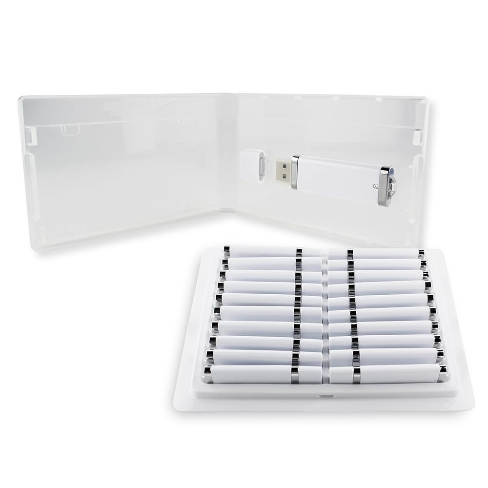 Mini Flash Pac USB Flash Drive Case Super Clear & Compatible White 128MB USB - 25 Pack