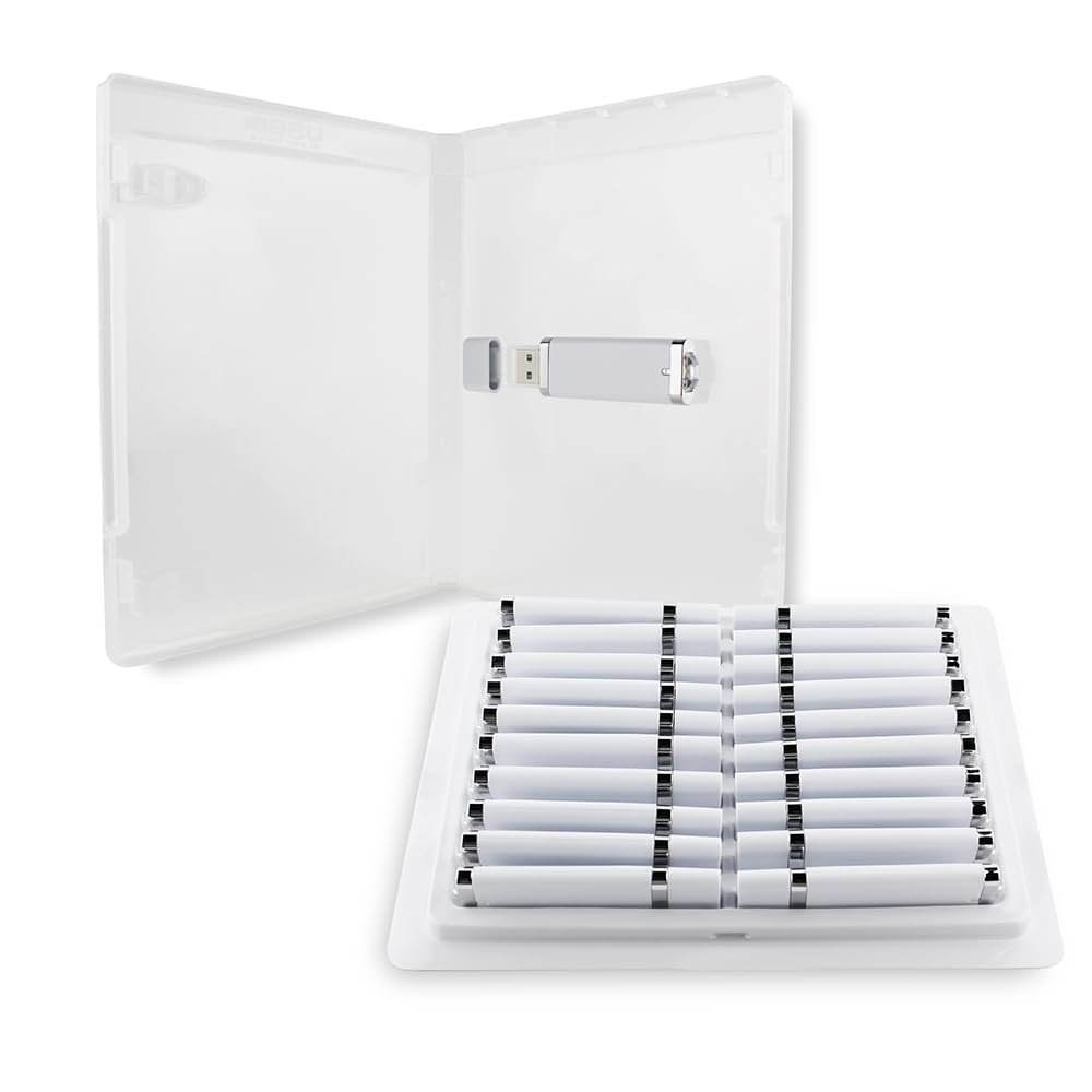 Flash Pac USB Flash Drive Case Super Clear & Compatible White 1GB USB - 25 Pack