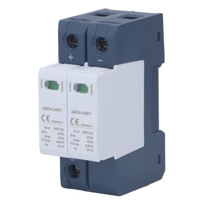 2P Surge Protective Device, 600VDC 40KA DIN Rail Mounting Photovoltaic DC Surge Arrester Device, Flame Retardant, Over Voltage Protection DC Surge Protector