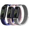WNIPH Nylon Bands Compatible with Fitbit Inspire 3/2/HR/Ace 3/2, Breathable Sport Replacement Straps, Soft Adjustable Solo Loop, New Midnight Blue+Pink Sand+Seashell view 1