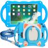 Coque Enfants Pour iPad 9,7 Pouces (6me/5me Gnration, 2018/2017), Antichoc & Robuste Mignon Coque avec Support Rotatif 360 + Poigne + Bandoulire,Light Blue view 1
