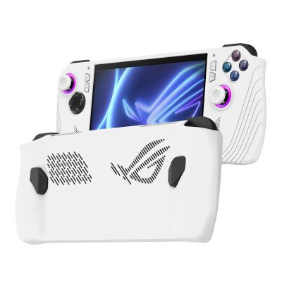 BoxWave Case Compatible with ASUS ROG Ally Z1 - FlexiSkin, Silicone Cover Soft Low Profile 360 Protection for Z1, Extreme Winter White, bw-27-40511-11861