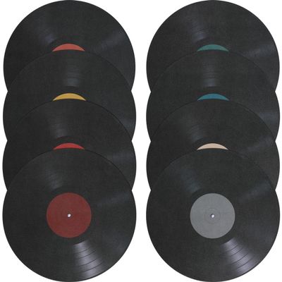 8Pcs Decorative Vinyl Records Wall Decals PVC Vintage Decor Records Wall Sign Crafts Artwork Bar Disc for Music Party Decorations Artist Studio