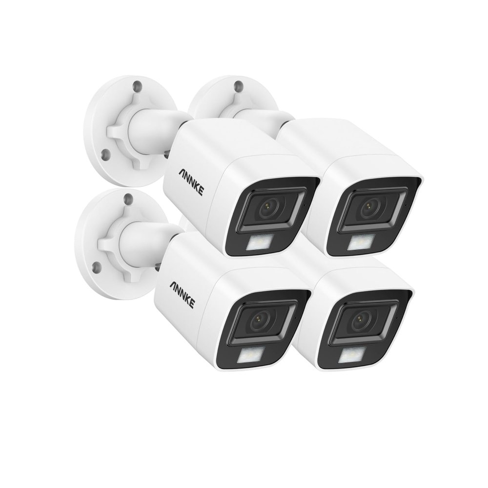 ANNKE 4 Packed 3K Wired Security Cameras, Smart Dual Light HD TVI Add-on Outdoor CCTV Cameras with Built-in Mic and Color Night Vision, IP67 Weatherproof Home Surveillance Security Bullet Cam