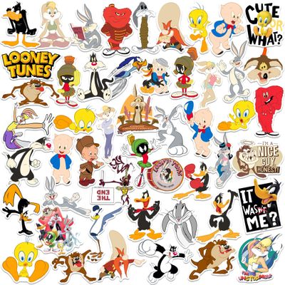 Looney Tunes 50ct Vinyl Large Deluxe Stickers Variety Pack - Laptop, Water Bottle, Scrapbooking, Tablet, Skateboard, Indoor/Outdoor - Set of 50