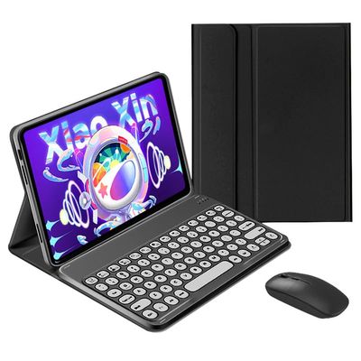QYiiD Keyboard Case with Mouse for Lenovo Tab M10 Plus 10.3 Inch/K10, Black, Round Key, Bluetooth, Windows, macOS, Android Compatible, 78 Keys