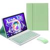 QYiiD Keyboard Case with Mouse for Lenovo Tab P12 Pro 2021 Release 12.6 Inch (TB-Q706F TB-Q706Z), Folio Slim Smart Keyboard Case Cover with Cute Round Key Wireless Detachable Keyboard & Mouse, Green view 1
