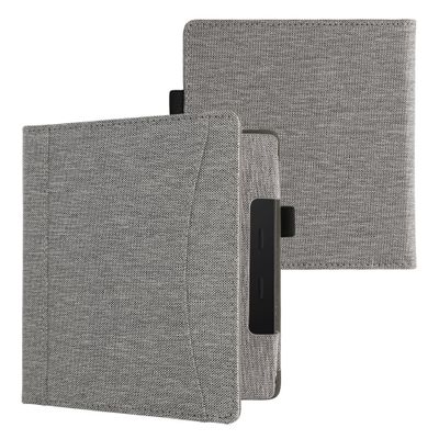 kwmobile Case Compatible with Amazon Kindle Oasis 10. Generation - Fabric Cover with Magnetic Closure, Strap, Pocket - Light Grey