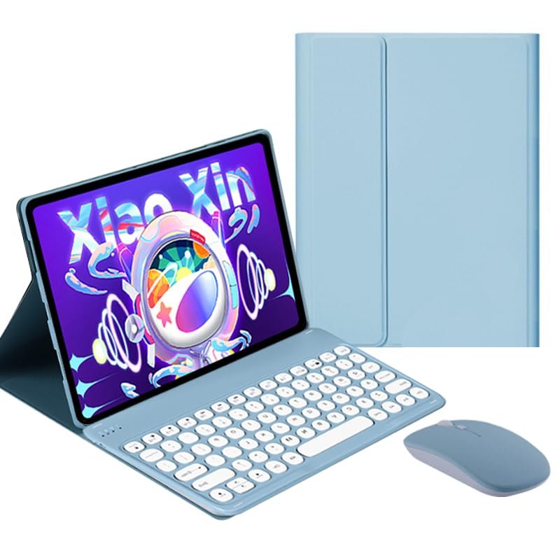 QYiiD Keyboard Case with Mouse for Lenovo Tab P11 Pro 11.5" 2020 (TB-J706F / TB-J706L), Folio Slim Smart Keyboard Case Cover with Cute Round Key Wireless Detachable Keyboard, Blue