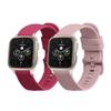 kwmobile Straps Compatible with Garmin Venu Sq 2 Music/Sq 2 / Vivoactive 6 / Vivoactive 5 Straps - 2x Replacement Silicone Watch Bands - Dusty Pink/Bordeaux view 1
