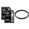 Lexar Professional 1667x 128GB (2-Pack) SDXC UHS-II Memory Cards, C10, U3, V60, Full-HD & 4K Video & Tiffen 52UVP 52mm UV Protection Filter,Black, 2.04" L x 2.04" W view 1