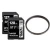 Lexar Professional 1667x 128GB (2-Pack) SDXC UHS-II Memory Cards, C10, U3, V60, Full-HD & 4K Video & Tiffen 58UVP 58mm UV Protection Filter view 1
