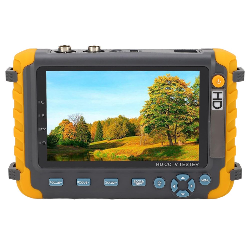 Focket CCTV Tester, 5 inch 8MP Portable Security IP Camera Tester, AHD TVI CVI Analog Video Monitor Tester Support UTP Cable Test, PTZ Control, VGA Input & DC12V Output