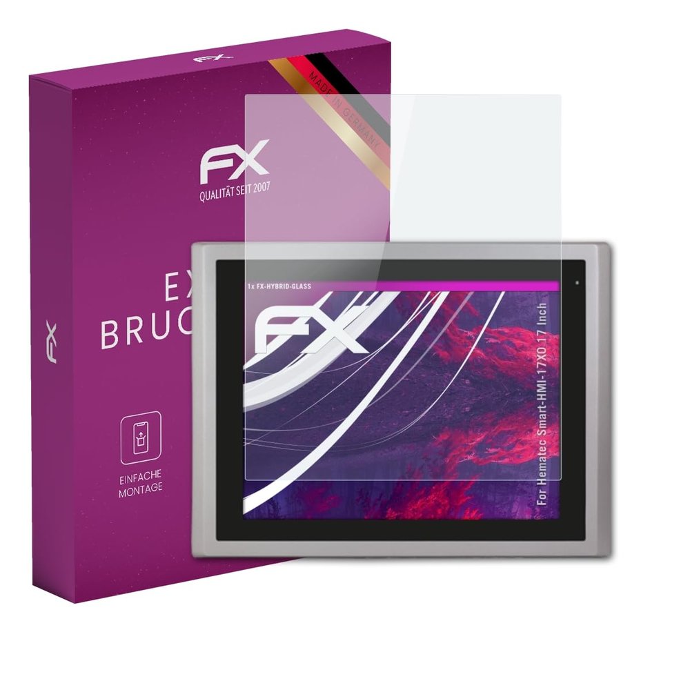 atFoliX Plastic Glass Protective Film compatible with Hematec Smart-HMI-17X0 17 Inch, 9H Hybrid-Glass FX Screen Protector