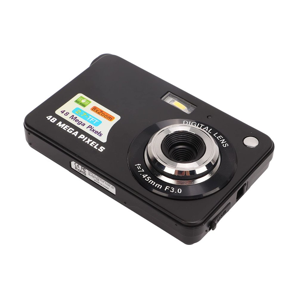 Compact Camera, Vlogging Camera Anti Shake 550mAh 8X Zoom 4K with Wrist Strap for Selfie
