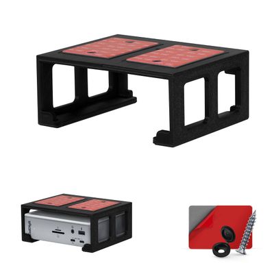BRAINWAVZ Under Desk Mount for Caldigit TS4 Thunderbolt Station 4, Easy to Install Bracket Dock, Space Saving, Adhesive & Screw-in, Reduce Clutter & Free Desktop Space