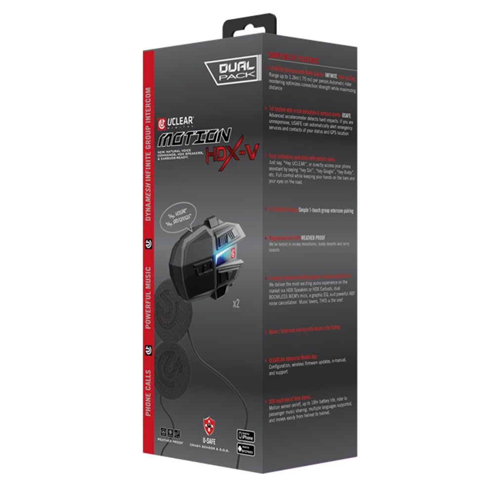 UCLEAR Digital Motion HDX-V Bluetooth Helmet Communication System - Dual Kit