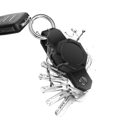 Aircawin for Waterproof Key Organizer for Airtag Case,Mini Key Holder for Airtag,Anti-lost Silicon Holder Case GPS Tracker Car Keys Finder Item Locator with Keychain,Car Key Fob(Up to 5 Keys)-Black