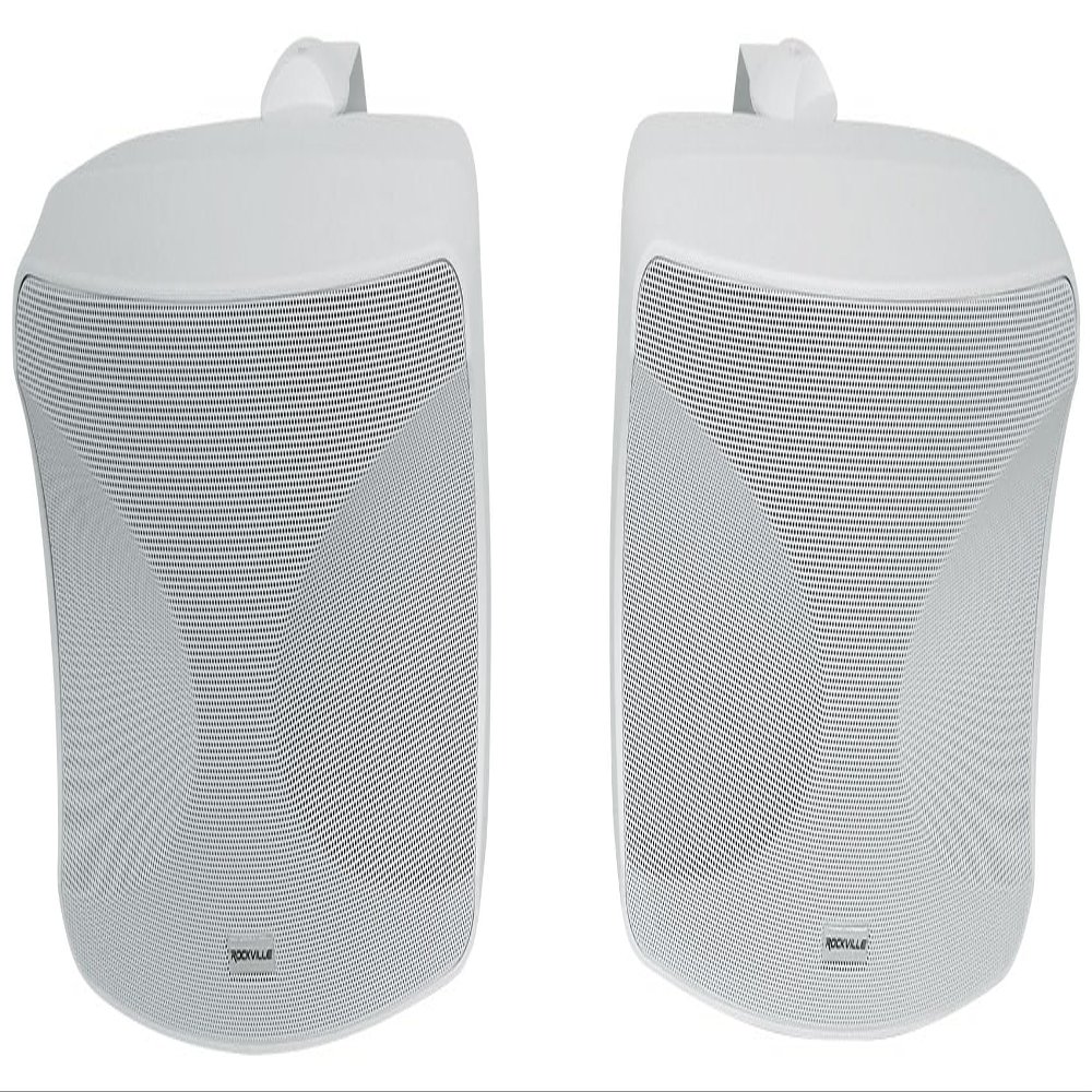 Rockville WET-44 PRO Dual 4" 70V Wall Mount Speakers, White, 4-Way Swivel, IPX55 Indoor/Outdoor Weatherproof, 45W RMS, 70V Taps (30W/15W/7.5W/3.75W) 6 Ohm, Wide Dispersion, Waterproof Cabinet