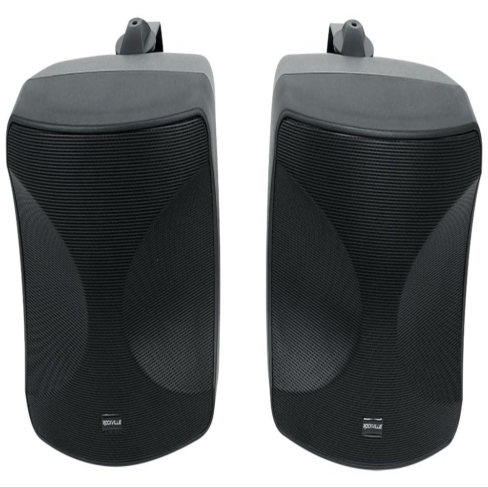 Rockville WET-44 PRO Dual 4" 70V Wall Mount Speakers, Black, 4-Way Swivel, IPX55 Indoor/Outdoor Weatherproof, 45W RMS, 70V Taps (30W/15W/7.5W/3.75W), 6 Ohm, Wide Dispersion, Waterproof Cabinet