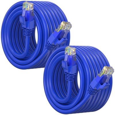 Maximm Cat 6 Ethernet Cable 40 ft (2-Pack) - High-Speed LAN Cable, Internet Cable, Patch Cable, and Network Cable - UTP, 10Gbps, 550MHz Cat6 Cable - Blue