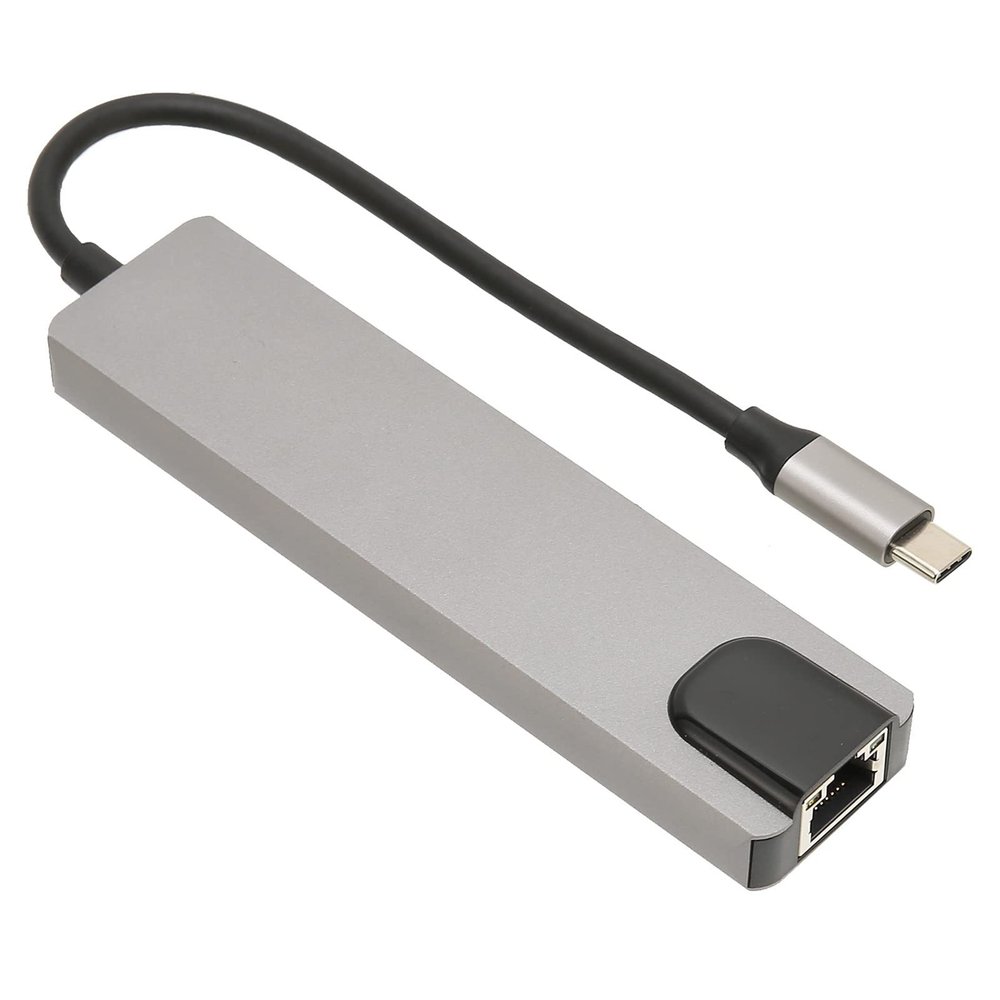 GOWENIC Type C to HDTV Hub 6 in 1 4K HD Multimedia Interface 87W Power Ethernet USB C USB Port USB C Ethernet Hub