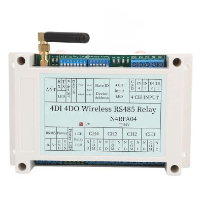 Eujgoov RS485 Transceiver Relay Module - 4 Channel 4DI 4DO with Antenna (12V)