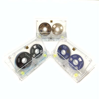 DirectNine Basics Reel to Reel Blank Audio Cassette Tape for Music Recording - Normal Bias Low Noise - 48 Minutes - Transparent Acrylic [3 Pack Blind Box Includes 3 of 54 Styles]