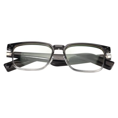 Airshi Smart Glasses, Open Ear Style Glasses Music Playing Anti Blue Lens IPX4 Waterproof for Daily Life (Black Progressive Color Frame)