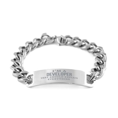Mugart Sarcasm Developer Cuban Chain Bracelet Gifts for Coworker, I'm an Developer that Should Explain Everything, Developer Birthday Gifts for Men Women Friend Holiday Gifts for Developer