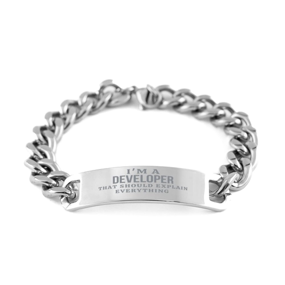Mugart Sarcasm Developer Cuban Chain Bracelet Gifts for Coworker, I'm an Developer that Should Explain Everything, Developer Birthday Gifts for Men Women Friend Holiday Gifts for Developer