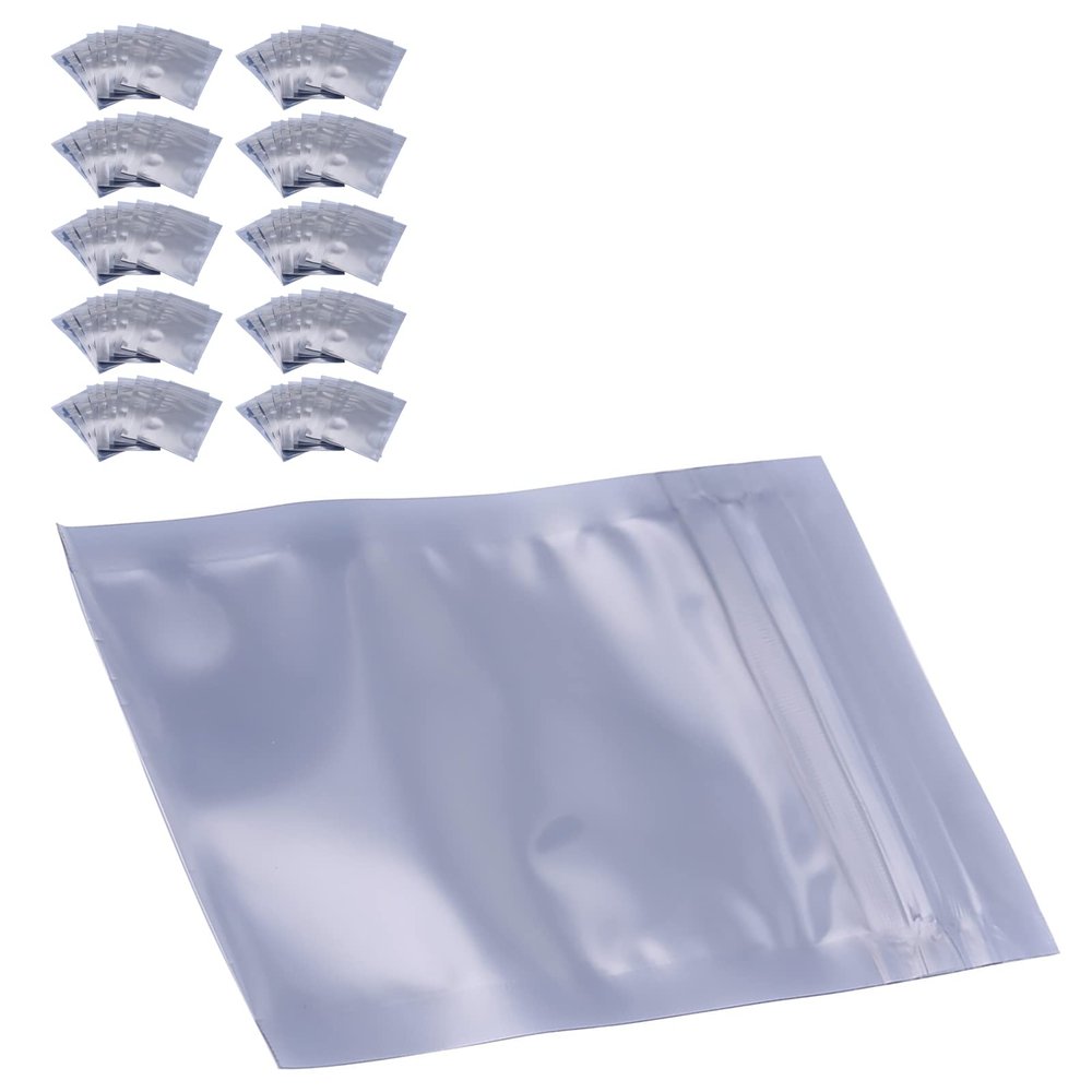 100Pcs 6x9cm Antistatic,Hard Small Esd Bags,Resealable Static Bags Drive Bags Cases Hard Drive Accessories Storage Bag Silver Gray Flat Translucent Resealable Pouch for