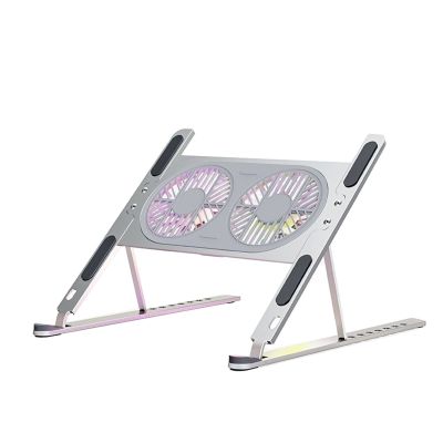 Aluminum Laptop Stand Foldable Desk Riser Mute Cooling Fan Adjustable Notebook Stand (Color : Sliver)