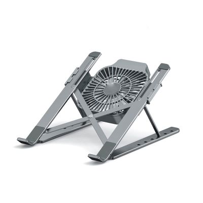 Foldable Laptop Stand with Cooling Fan Protable Alloy Radiator Bracket Laptop Accessories (Color : Grey)