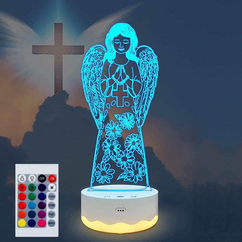 SUPERHONGJIHAO Night Light for Kids 3D Guardian Angel Led Lamp with Remote Control 16 Color Changing Xmas Birthday Gift for Child