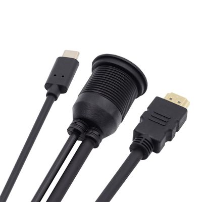 cablecc Left Right Angled USB-C USB 2.0 Type C Male to Female Extension Data Cable with Sleeve for Laptop (Type-C+HDMI)