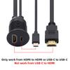 cablecc Left Right Angled USB-C USB 2.0 Type C Male to Female Extension Data Cable with Sleeve for Laptop (Type-C+HDMI) view 3